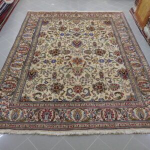 tappeto persiano tabriz grande da salotto fondo avorio molto decorativo