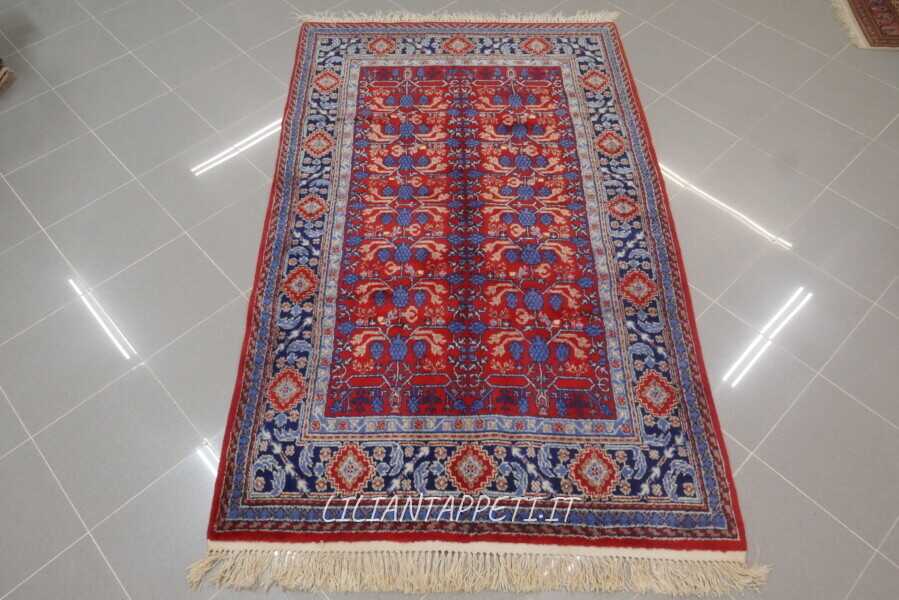 tappeto cinese samarkanda khotan da salotto fondo arancio a melograno in lana 192x120 cm